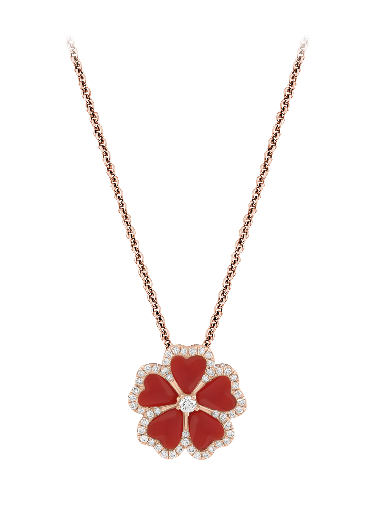 WAGNER_Flora Collection_Anhänger mit Kette_18 Kt Roségold, 0,27 ct Diamanten, Achat_EUR 3280