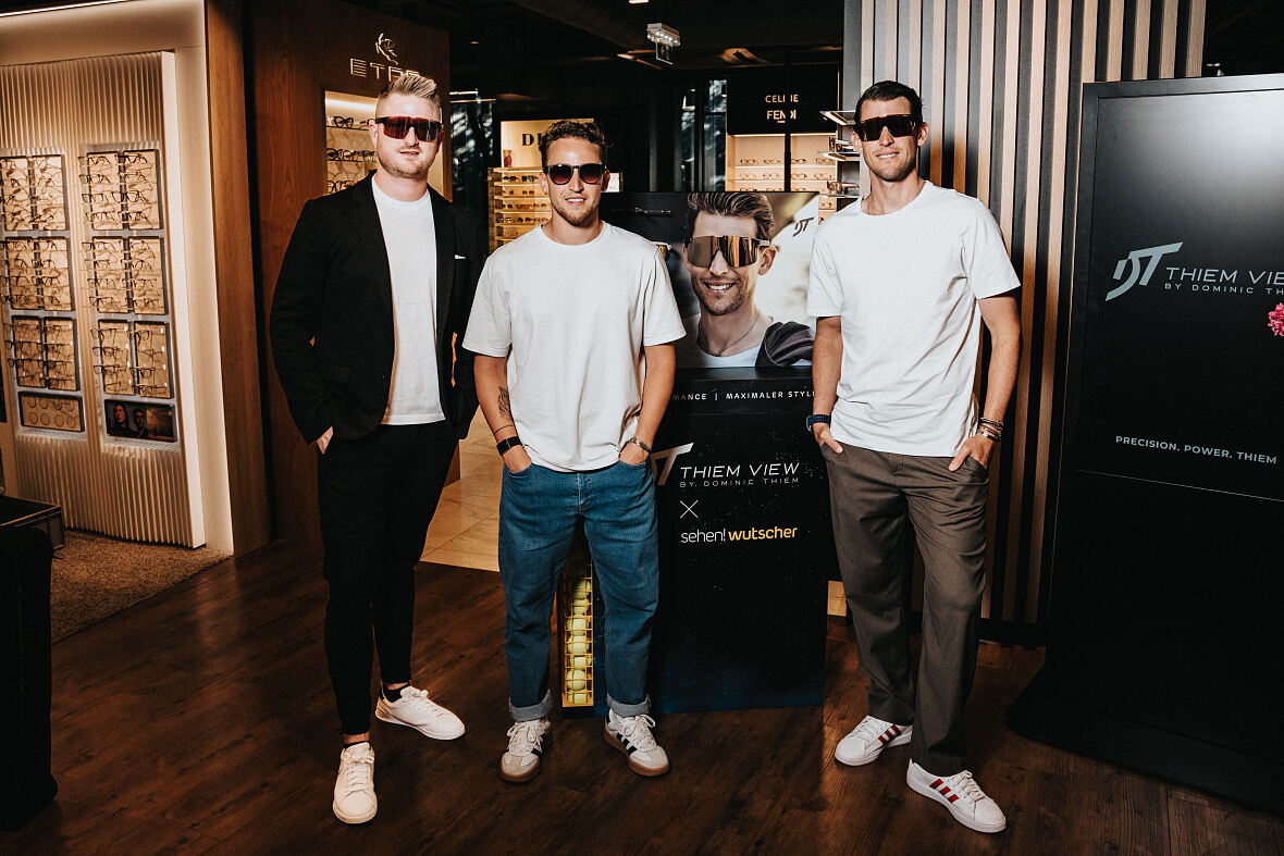sehen!wutscher x THIEM VIEW Event am 25.6.2026_ Fritz Wutscher jr., Moritz Thiem, Dominic Thiem (c) Claudius Nagy_02