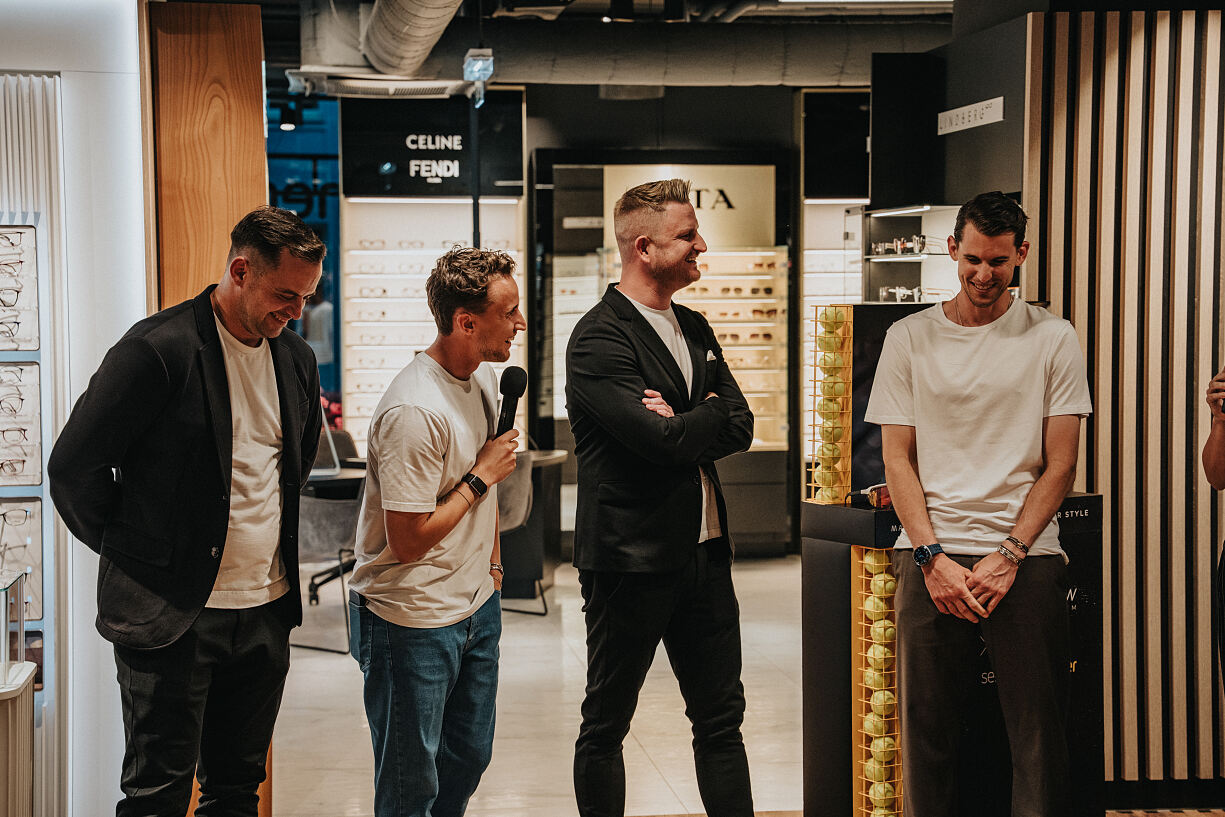 sehen!wutscher x THIEM VIEW Event am 25.6.2026_Lukas Kleemair, Moritz Thiem, Fritz Wutscher jr., Dominic Thiem (c) Claudius Nagy_44