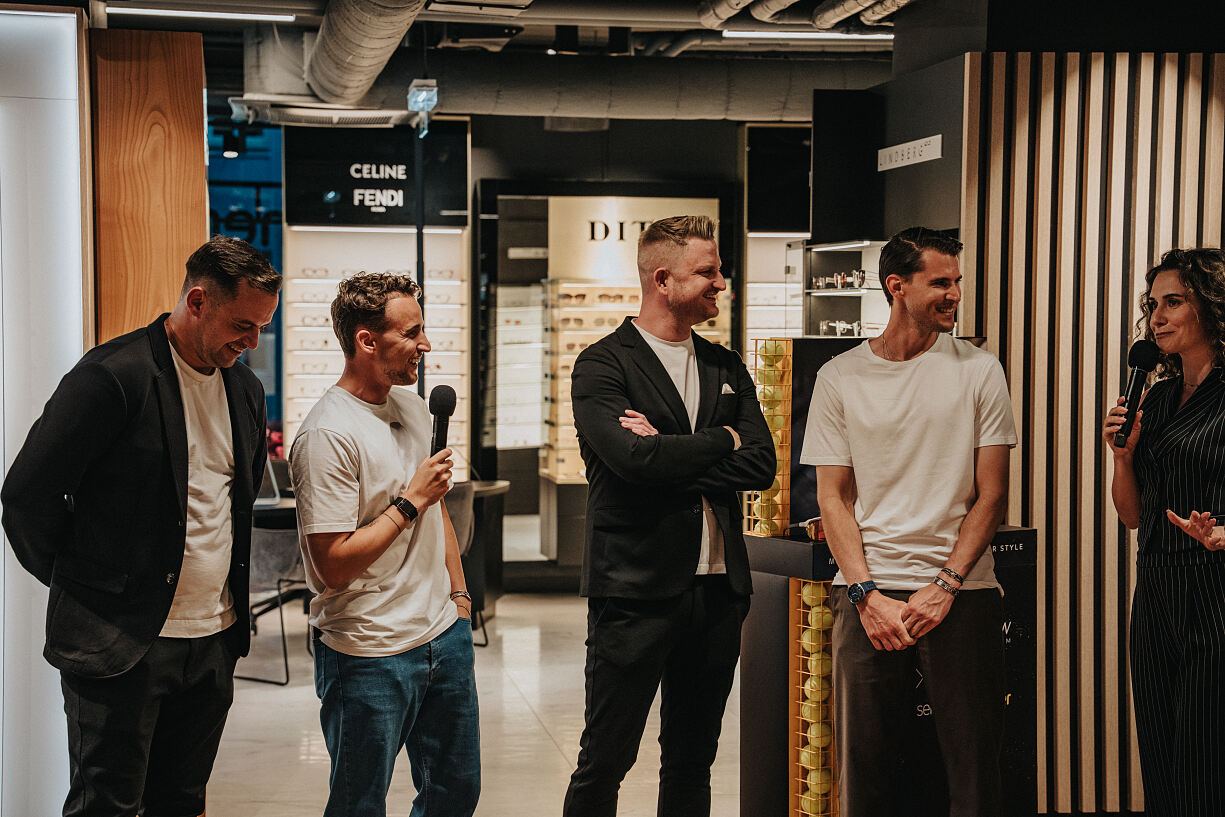sehen!wutscher x THIEM VIEW Event am 25.6.2026_Lukas Kleemair, Moritz Thiem, Fritz Wutscher jr., Dominic Thiem (c) Claudius Nagy_45
