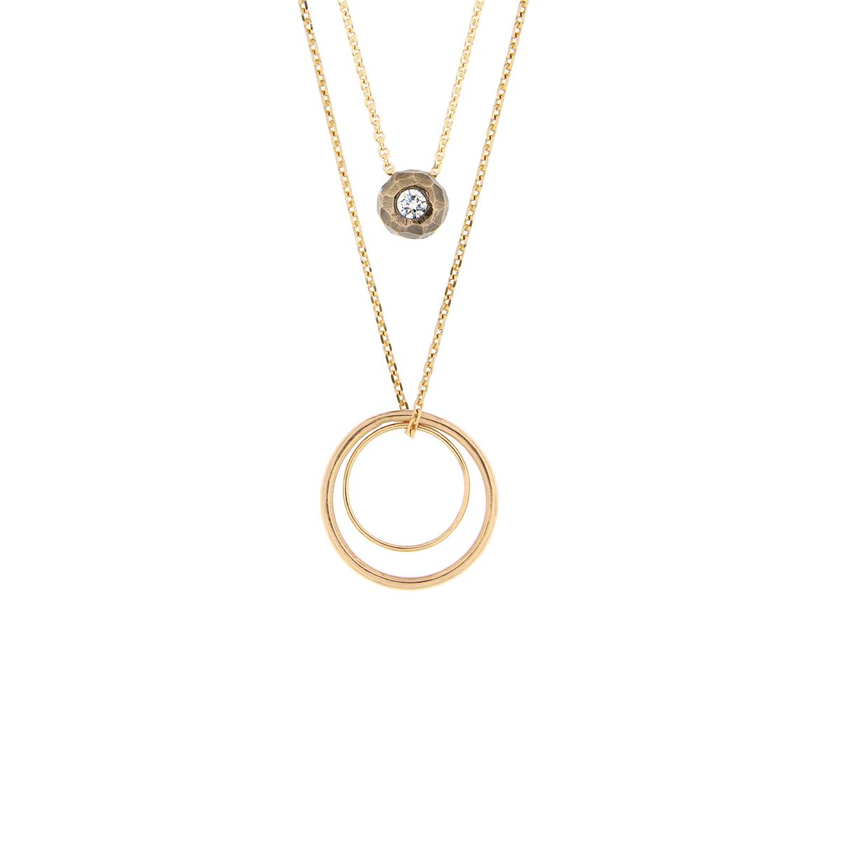 Katie g. Jewellery - Ringe auf Ketten in Gold mit einem Chunky Diamond Pendant in 14kt. Roségold