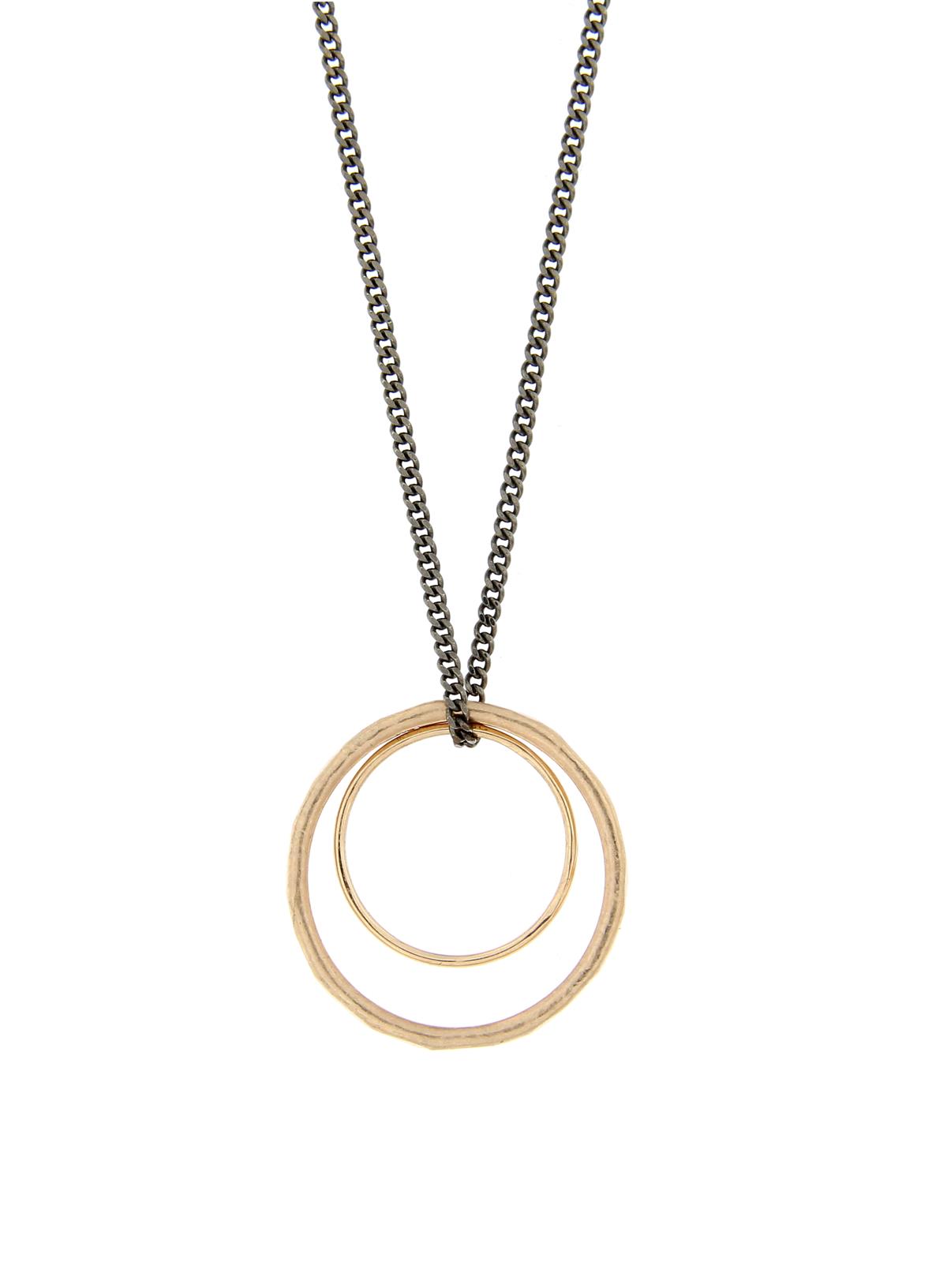 Katie g. Jewellery - Knuckle Ring + Mini Ring Pendant - 14kt. Roségold - auf schwarzer Panzerkette
