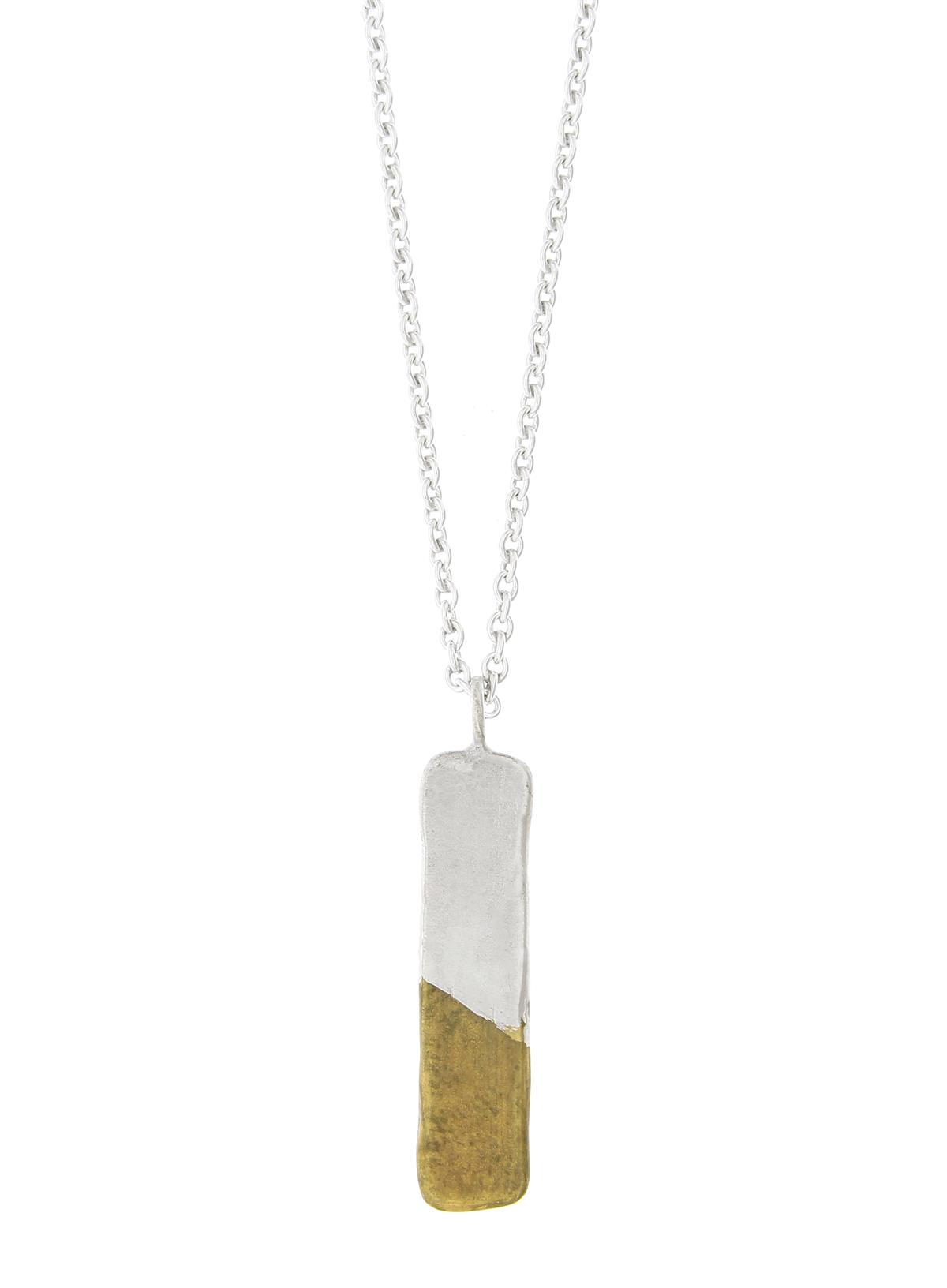 Katie g. Jewellery_Tag Pendant - Long wide - silver with Teilvergoldung 