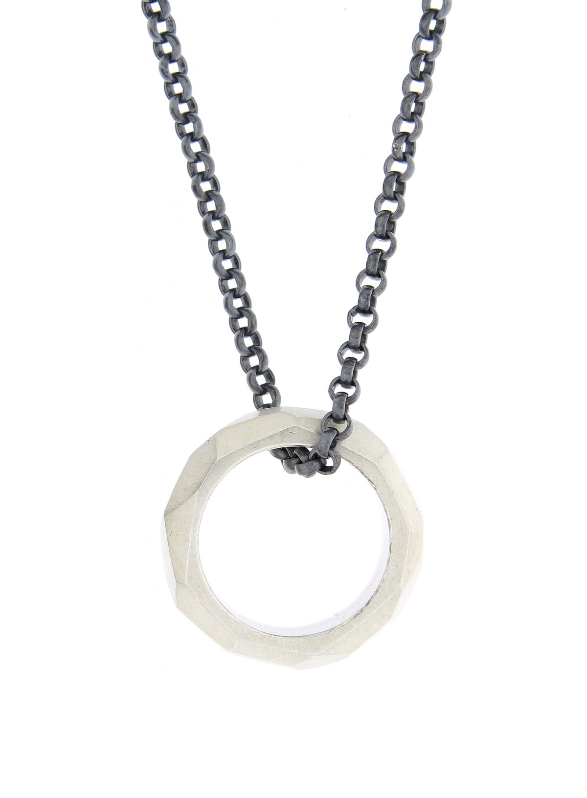 Katie g. Jewellery_Wide Ring - Silver White - Black chunk chain