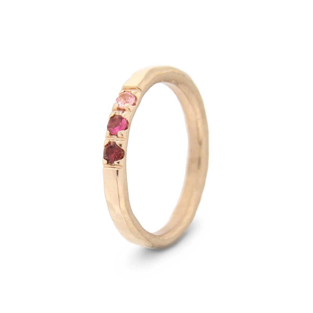 Katie g. Jewellery - Hammered Ring 2,0 - 14kt. Roségold - Turmaline in three different shades of pink
