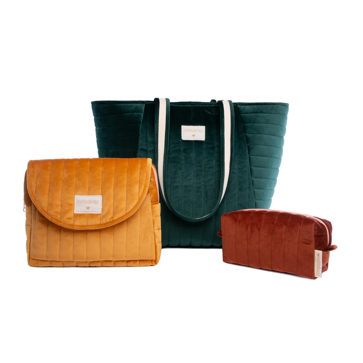 Savanna-velvet-maternity-bag-nobodinoz-jungle-green-combination