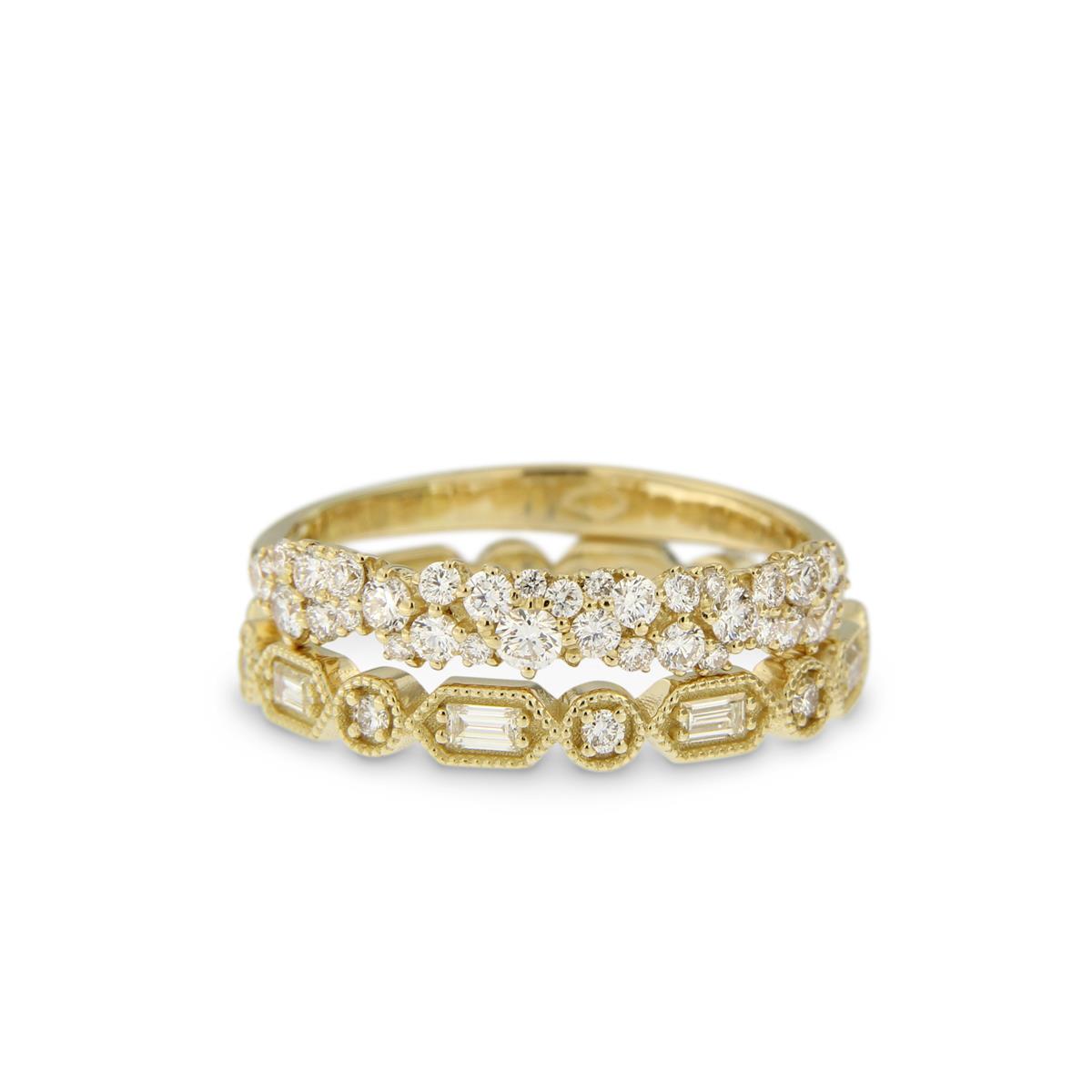 Katie g. Jewellery - Massgefertigte Ringe mit brillanten und Baguette Diamanten aus 14kt. Champagnergold