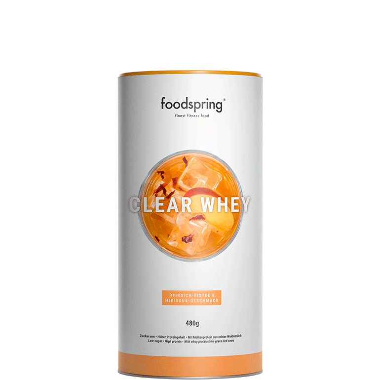 foodspring_Clear Whey_Pfirsich-Eistee & Hibiskus_EUR 29,99_Freisteller