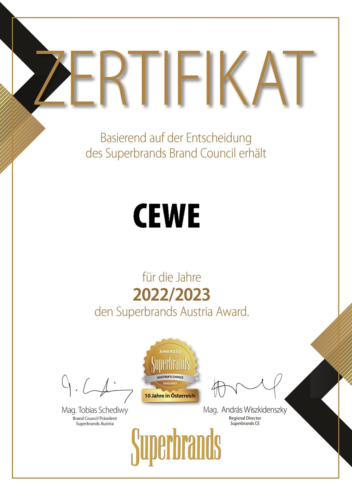 CEWE_Superbrands_Zertifikat