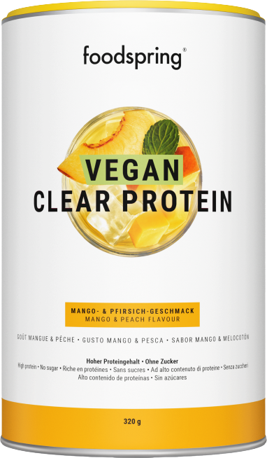 foodspring_Vegan Clear Protein_Mango- und Pfirsischgeschmack_EUR 32,99