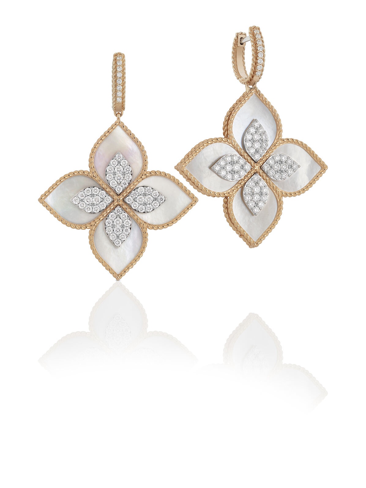 JUWELIER KRUZIK_Roberto Coin_Kollektion Princess Flower_Earrings in rose gold with mother of pearl and diamonds_Preis auf Anfrage