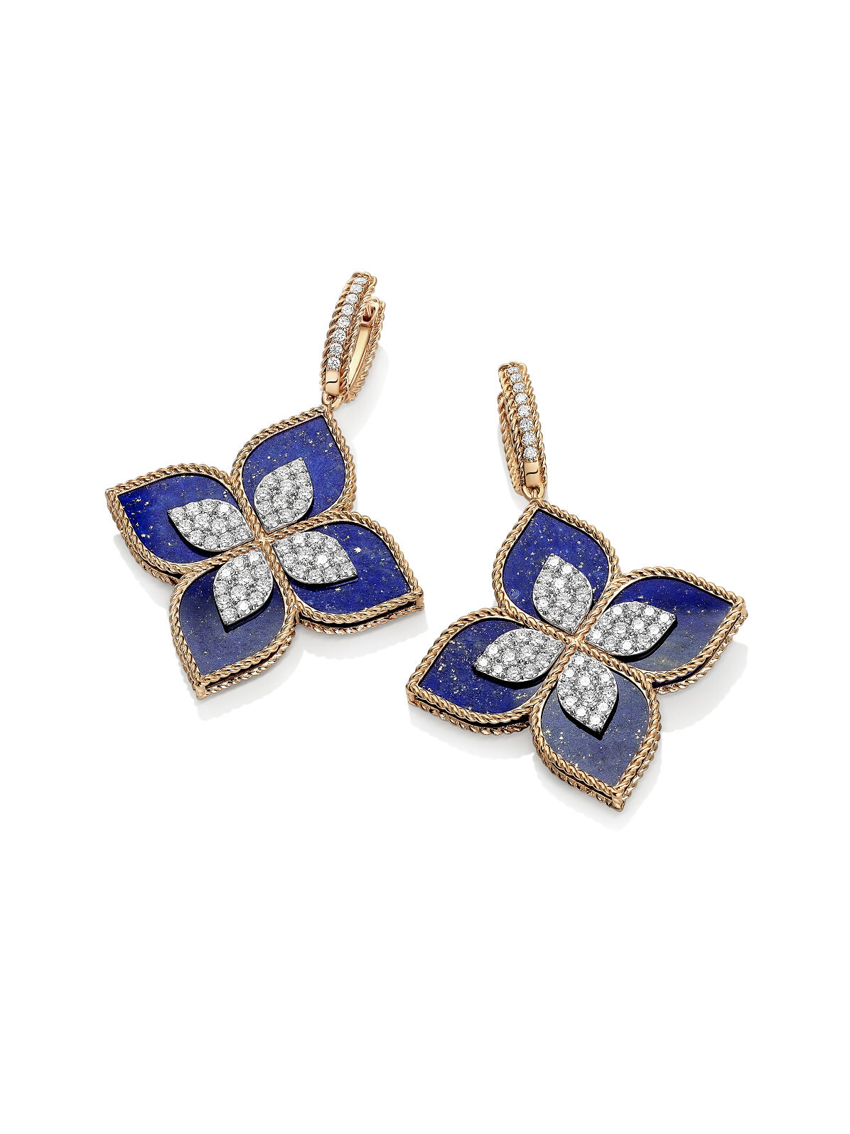 JUWELIER KRUZIK_Roberto Coin_Kollektion Princess Flower_Rose gold earrings with lapis lazuli and diamonds_Preis auf Anfrage