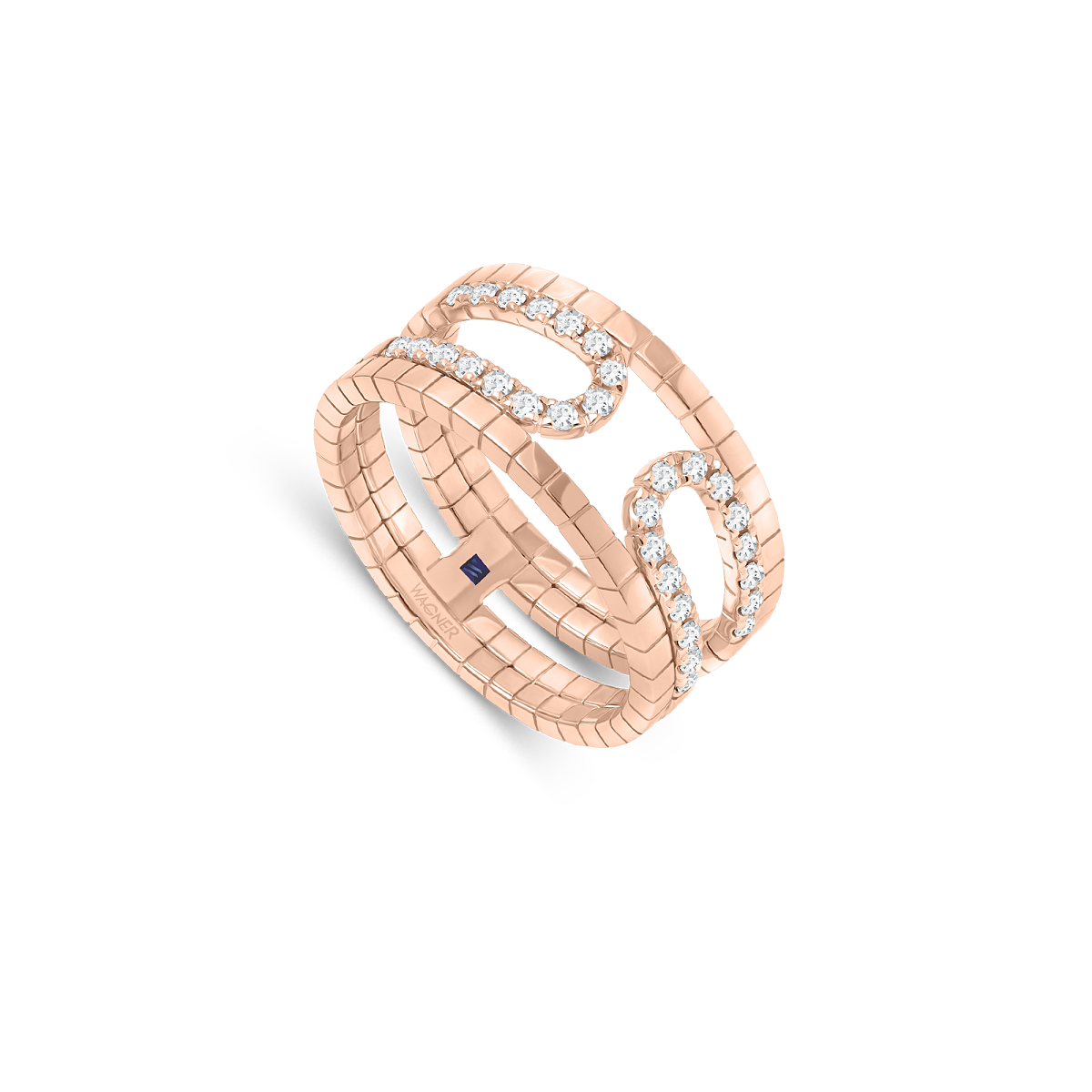 WAGNER_Ring Rivière-Flow, 18 Kt Roségold, Diamanten_Preis auf Anfrage