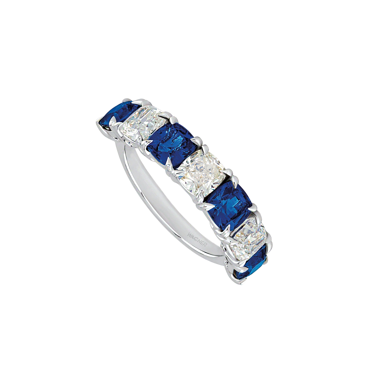 WAGNER_Masterpiece_Ring_18 kt Weissgold, 1,79 ct Diamanten, Saphir_EUR 18400