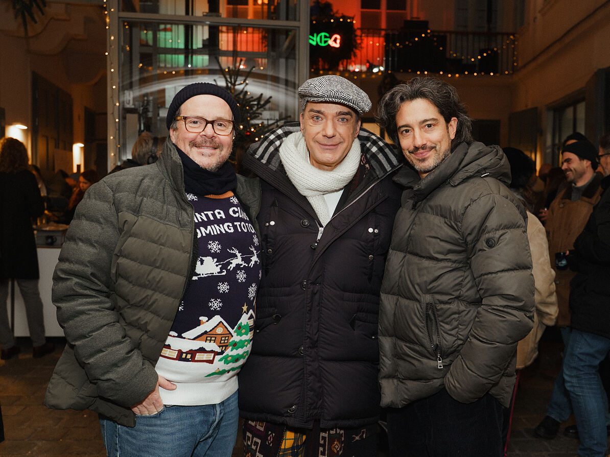 vlnr. Thomas Mraz, Thomas Klein, Stefano Bernardin_VIP Charity for Dudlerei 18.12.2025 (c) Leon Moik, MOIK MEDIA