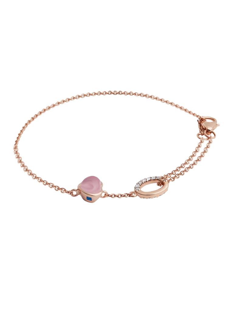 WAGNER_Balou and More Heart_Armband_18kt Roségold, 0,1ct Diamanten, Rosenquarz_EUR 1630