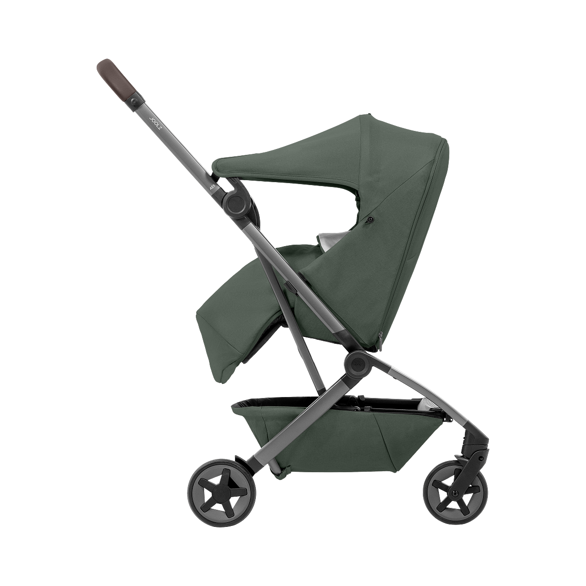 Joolz Aer2 Nest to seat_Perspective Side View_Side View_With legcover_Side View_Forest green_2