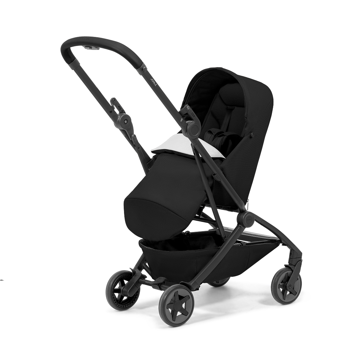 Joolz Aer2 Nest to seat_With legcover_Perspective Side View_Space black